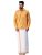 RAMRAJ COTTON Mens Cotton Plain Shirt and Dhoti Set-Orange